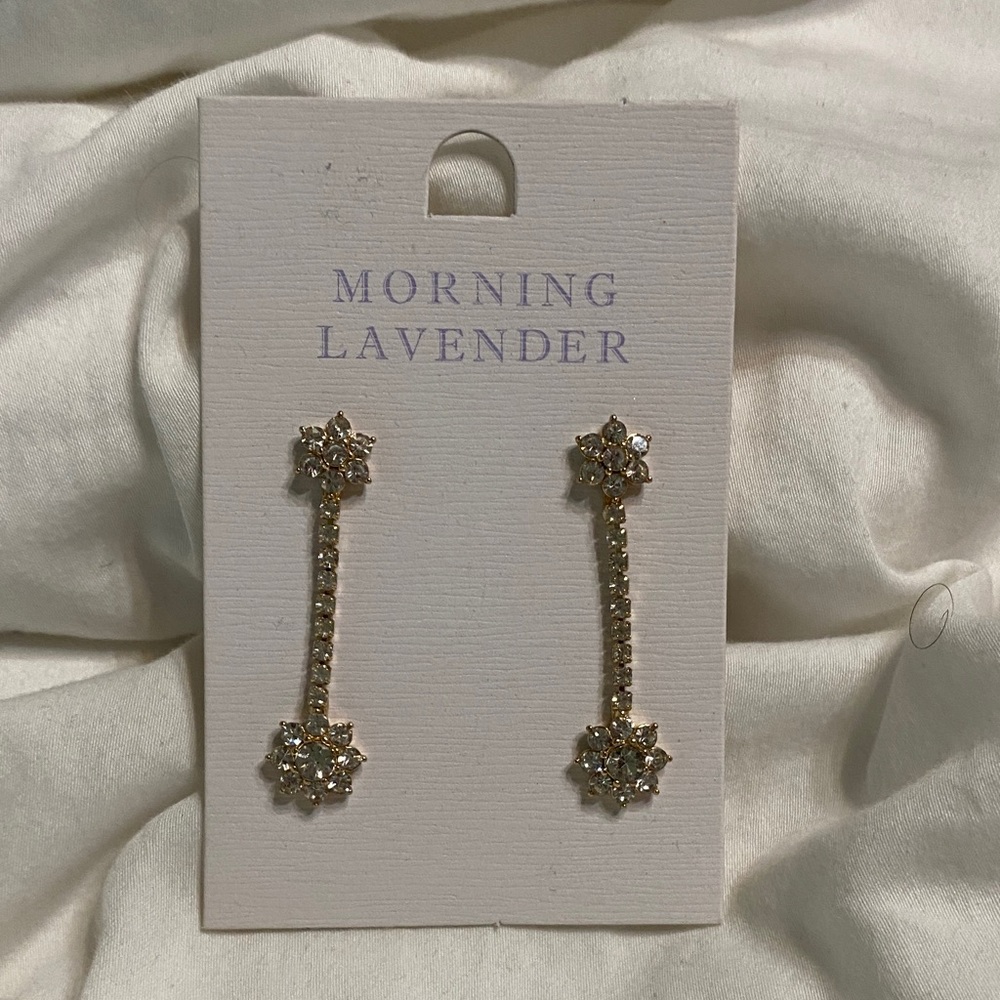 Morning Lavender Gold Star Earrings